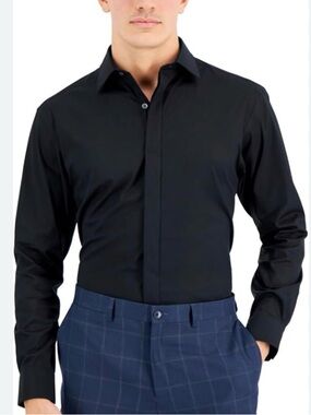 Alfani Black Long-Sleeve Dress Shirt